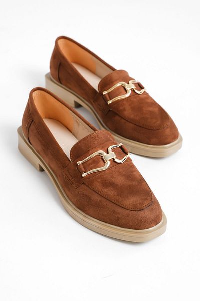 Shoesers Дамски мокасини с катарама с детайли от велур Ежедневни обувки черни