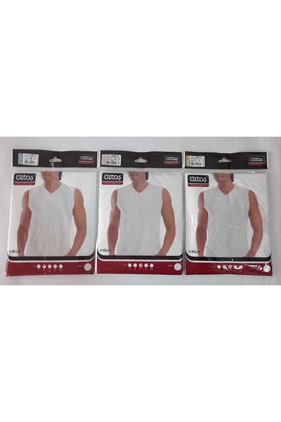 Öztaş Underwear 3 Pieces Men's 100% Cotton Sleeveless V-Neck Combed Cotton Undershirt