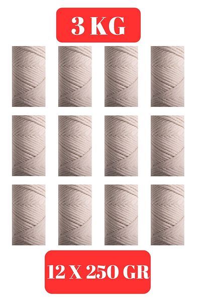 SENSY Ecru 3 Kg Macrame Scanning Rope 3mm 12X250Gr