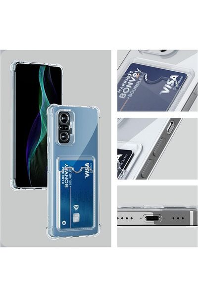 GAGA ELEKTRONİK Xiaomi Redmi Note 11 Pro Transparent Card Holder Antishock Camera Protection Case (Compatible Model with Title)