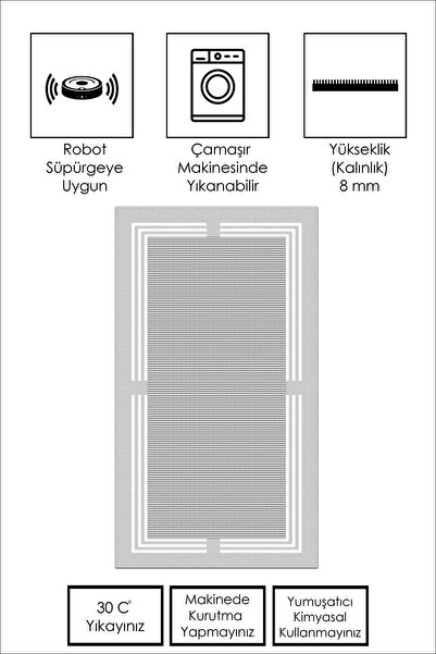 Confidence Home Machine Washable Non-Slip Base Stain Resistant Gray Striped Living Room Carpet Kitchen Rug and Runner