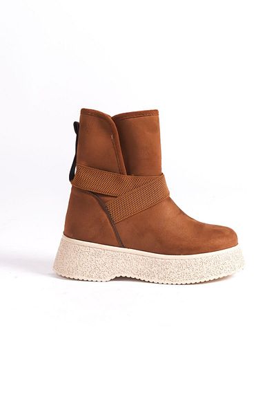 Shoesers Γυναικείες μπότες χιονιού με χοντρή σόλα από καστόρι με ελαστική γούνα στο εσωτερικό