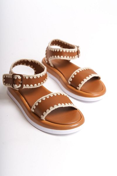 Shoesers Sandale cu curea la gleznă, cu curea la gleznă, tricotate manual, cu design special pentru femei