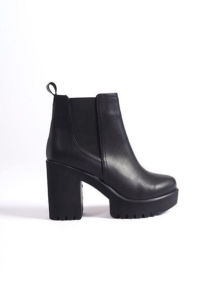 Shoesers Cizme rezistente la apă elastice laterale pentru femei, cu platformă înaltă, șlefuită, texturată