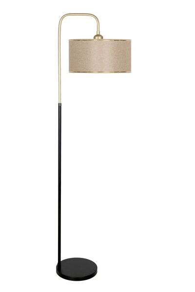 Vinner Potenza Eskitme Detaylı Siyah Metal Lambader - Gold Hasır A Kahve