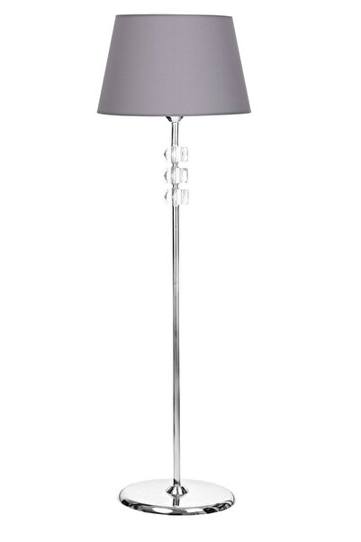 Vinner Lille Krom Kaplama Üçlü Kare Kristal Detaylı Metal Lambader Gri Kırçıl