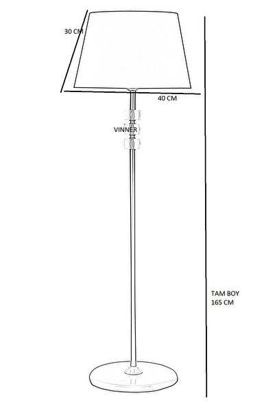 Vinner Lille Krom Kaplama Üçlü Kare Kristal Detaylı Metal Lambader Gri Kırçıl