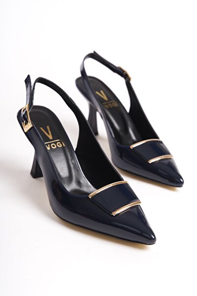 Shoesers Women's Special Design Ankle Strap Metal Buckle Patent Leather Stiletto