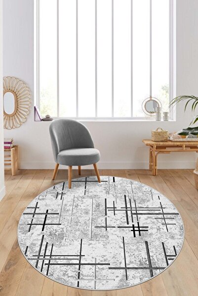 Confidence Home Makinede Yıkanabilir Kaymaz Taban Leke Tutmaz Yuvarlak Balkon...