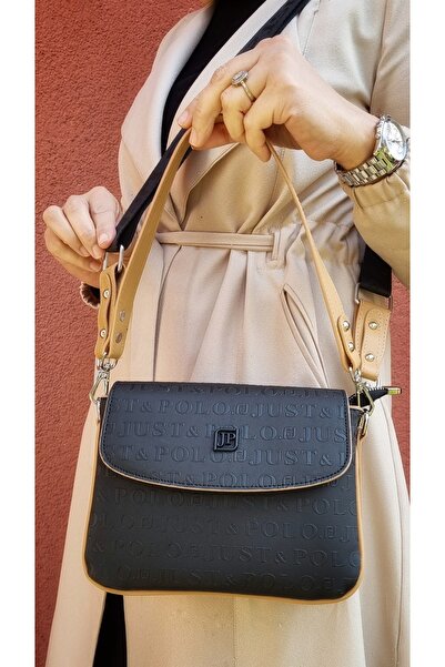 Just Polo حقيبة كتف نسائية باللون البني مكونة من 6 أقسام وحقيبة كروس وحقيبة س...
