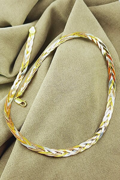 Oruçoğlu Gümüşçülük 925 Ayar Gümüş Altın&rose Kaplama Italyan Ezme Örgülü Kad...