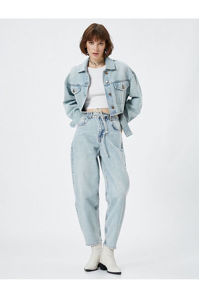 Koton Balloon Fit Short Leg Jeans Pocket Cotton Comfortable Cut - Balloon Fit Jean