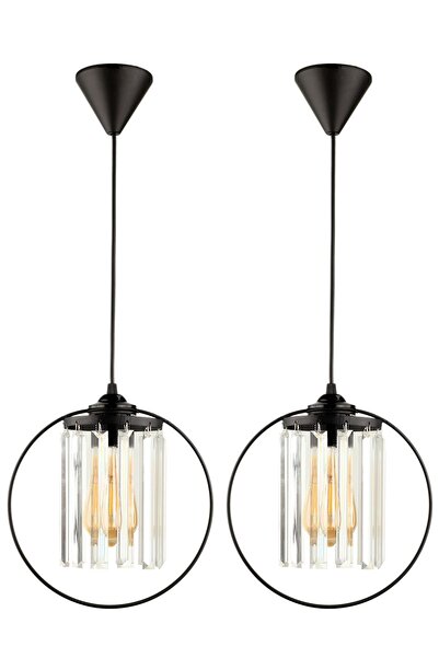 Lemos Crystal Gemstone Single Chandelier Black 2pcs