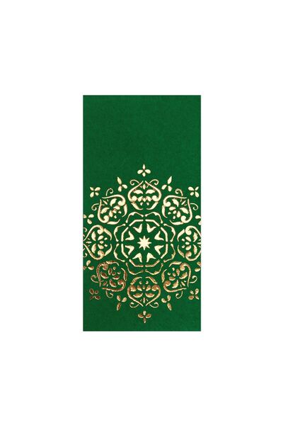 Story 33x33 سم ورقة ذهبية نمط ماندالا 16 قطعة 1/8 أضعاف منديل ورقي أخضر اللون