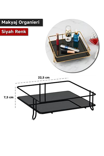ARVALE Black Cosmetic Jewelry Organizer Bathroom Makeup Organizer| Square