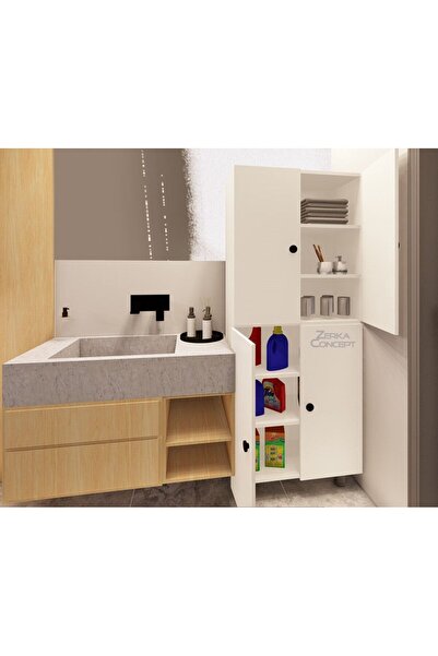 zerkaconcept Gris %100 Mdf 6 Raflı Çok Amaçlı Mutfak Banyo Ayakkabılık Dolab ...