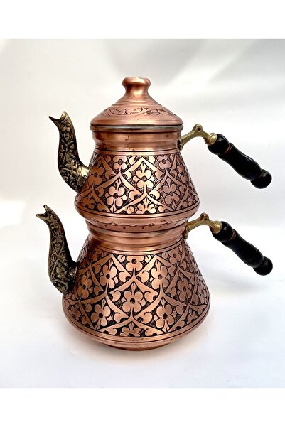 ErzincanBakır (KALIN) El Yapımı İşlemeli Bakır Çaydanlık Takımı