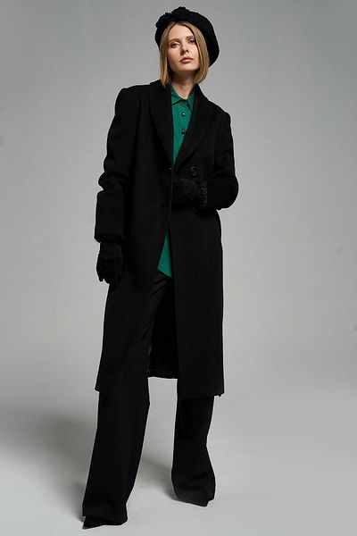 Journey Coat-Folding Stand Collar, Double Breasted Closure Long