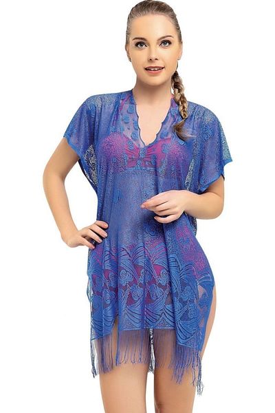 Argisa Plain Lace Tasseled Beach Dress Pareo 9010 Saks