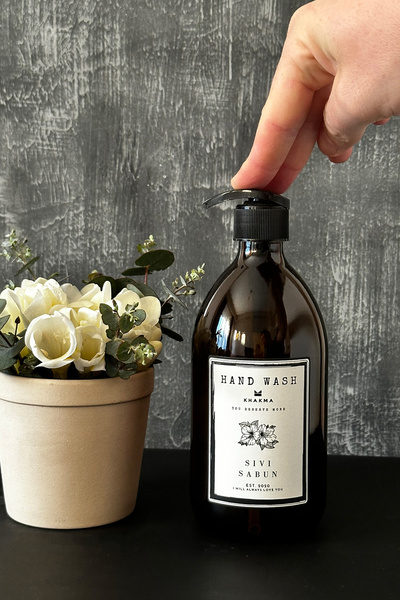KHAKMA Modern Amber Cam Sıvı Sabun Şisesi 500 ml Sabunluk Hand Wash