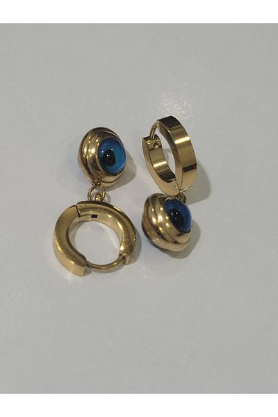 DDF Accessories Evil Eye Beaded Steel Waving Earrings