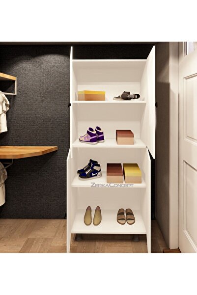 zerkaconcept Rana Tamamı Mdf 4 Raflı Çok Amaçlı Mutfak Banyo Ayakkabılık Dola...