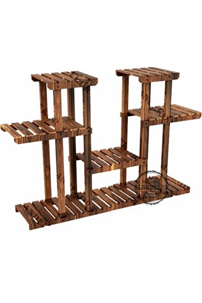 ALANDEKOR Ceviz Rengi Ahşap 4 Katlı Çiçeklik, Saksılık, Çiçek Standı, Dekorat...