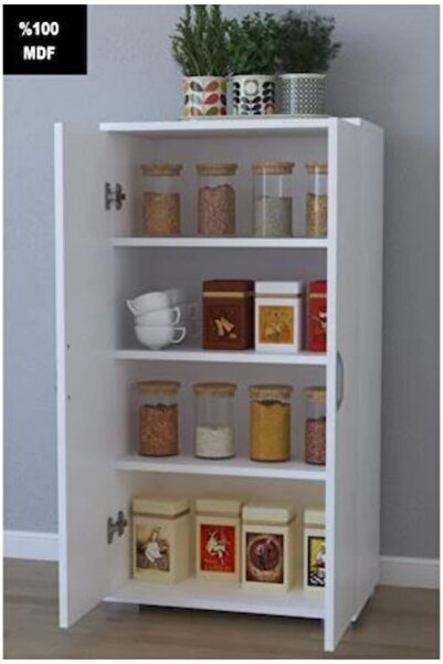 zerkaconcept Sedef Tamamı Mdf Çok Amaçlı 4 Bölmeli Mutfak Banyo Dolap Kitaplık