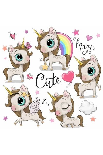KT Decor Jednorog Magični Konji-2 Zidne Nalepnice za Devojčice