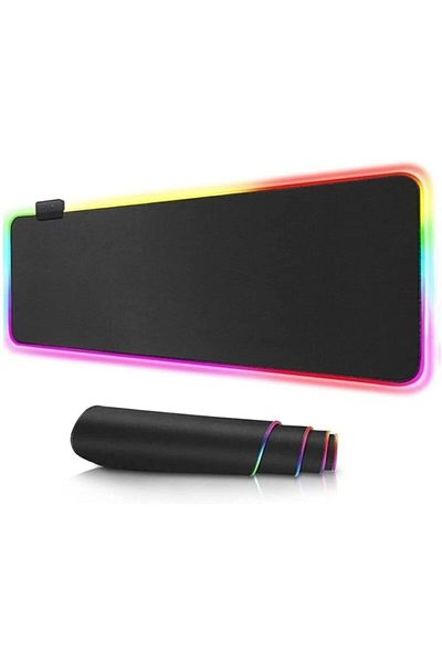 VOOKA لوحة ماوس الألعاب Trol Laxer X بإضاءة LED باللون الأسود الداكن بدون نمط RGB مضيئة مقاس 90 × 40 ملونة عالية الجودة