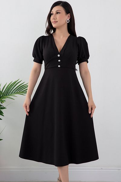 PULLIMM 2024-2086 Model Rochie Creponată - Cu Nasturi în față