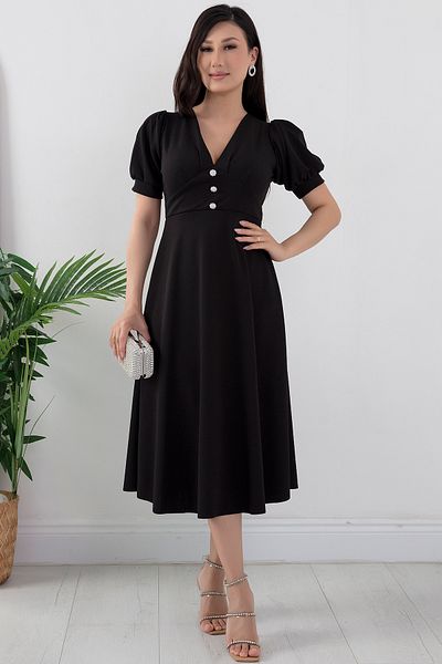 PULLIMM 2024-2086 Model Rochie Creponată - Cu Nasturi în față