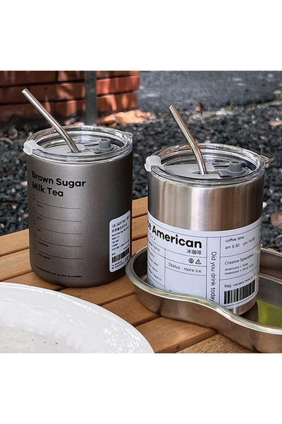 AykaPrive PASLANMAZ SİYAH ÇELİK KAHVE BARDAĞI , EL TERMOSU