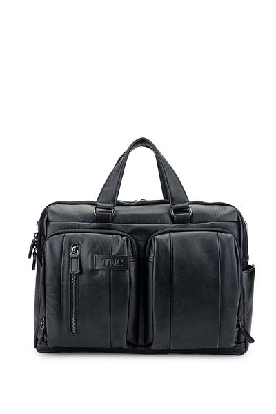 Tamer Tanca Genuine Leather Men's Black Briefcase