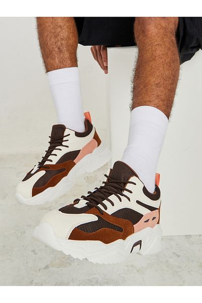 Styli Textured Lace-Up Chunky Sneakers with Pull Tab