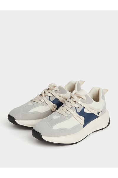 Styli Contrast Panel Lace-Up Sneakers
