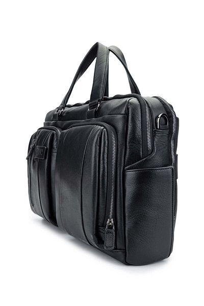 Tamer Tanca Genuine Leather Men's Black Briefcase