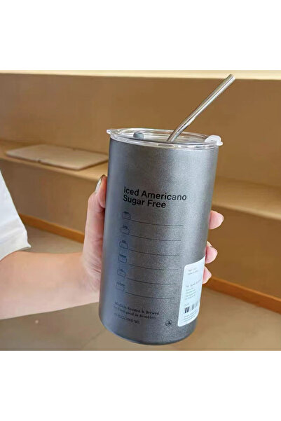 AykaPrive PASLANMAZ SİYAH ÇELİK KAHVE BARDAĞI , EL TERMOSU