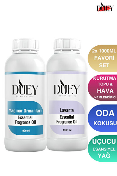 DUEY 2x 1000 ML Yağmur Ormanları&Lavanta Uçucu Yağ, Mum Esansı, Oda Kokusu, H...