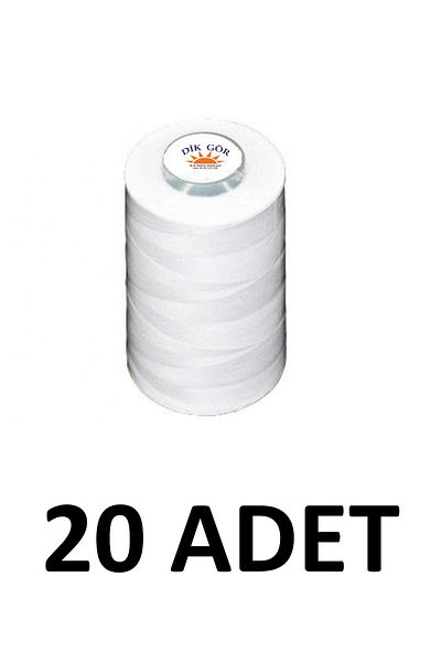 Tuana İplik Λευκός πολυεστέρας - 20 τεμάχια, μέγεθος 120, 5000 μέτρα κλωστή ραπτικής