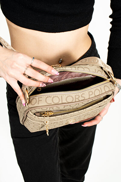 ImPolo Γυναικεία τσάντα ώμου και χιαστί VizonEmpirme με τύπωμα - Διαστάσεις 21x27