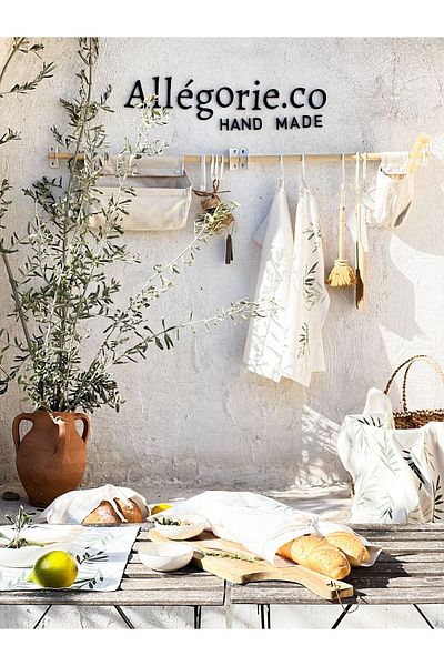 Allegorie.Co Olive Branch Hand Printed 2-Piece Drying Cloth