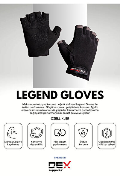 Dex Supports Lasting Energy Spor Eldiveni Kaydırmaz  Taban Ağırlık Eldiveni Legend Series M  Beden