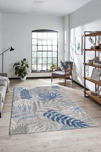EY HOME Baskılı Kaymaz Taban Yıkanabilir Yapraklı Yolluk Mutfak Salon Halısı