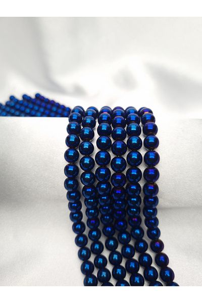 Yüksel Boncuk 8 mm Dark Blue Hematite Natural Stone String