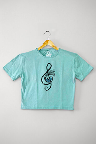 so cool Mint Green Skraćeni kroj T-shirt - Nota i C taster Štampano Ženska dj...