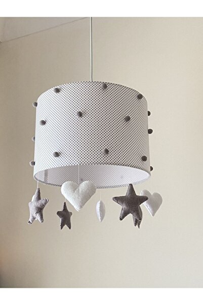 atölye ay ışığı Beyaz Gri Ponponlu Erkek Veya Kız Bebek Çocuk Odası Avize