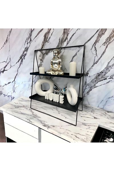 decorelax Τρίγωνο Μαύρο Μεταλλικό Μπάνιο, Κουζίνα, Οργάνωση Μακιγιάζ με 2 Επίπεδα - Μοντέλο 2