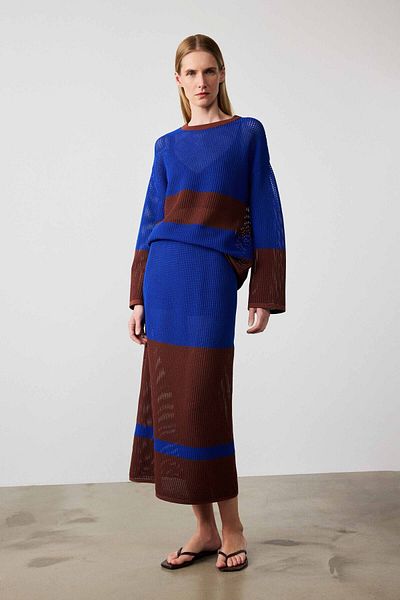 Mısırlı Mercerized Midi Skirt - Saks Brown