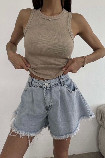 Eka Pantaloni scurți din blugi pentru femei Blue Jean - EKA-0961-8067